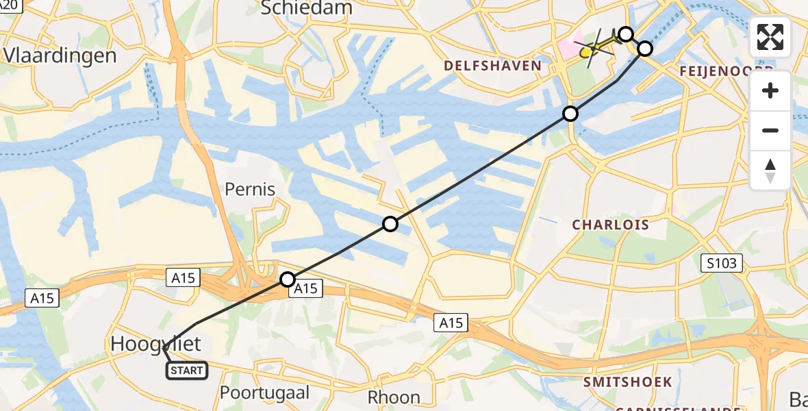 Routekaart van de vlucht: Lifeliner 2 naar Erasmus MC, Nieuwe Gadering