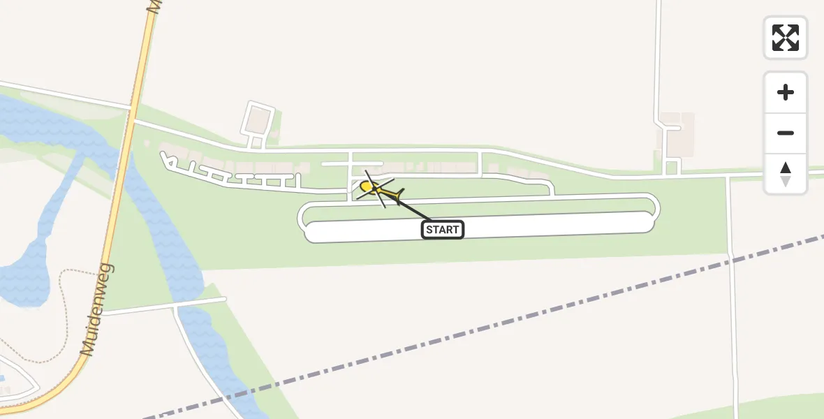 Vluchtroute Politiehelikopter van Vliegveld Midden-Zeeland naar Vliegveld Midden-Zeeland