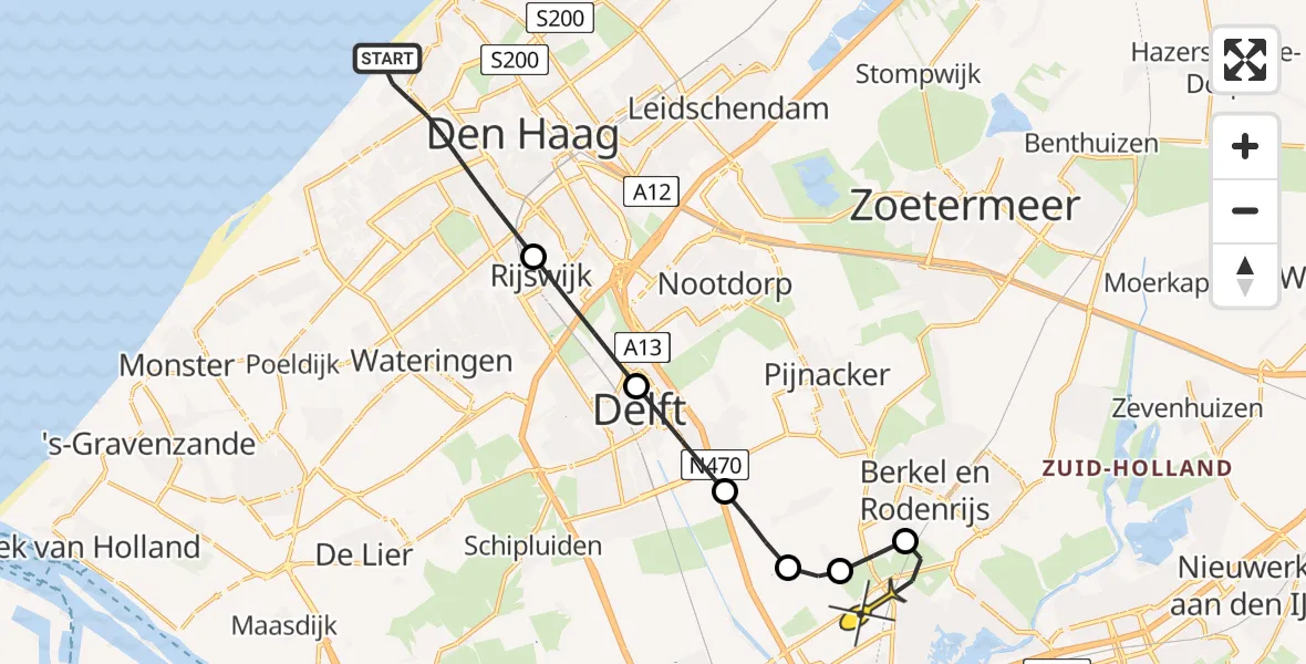 Routekaart van de vlucht: Lifeliner 2 naar Rotterdam The Hague Airport, Kranenburgweg