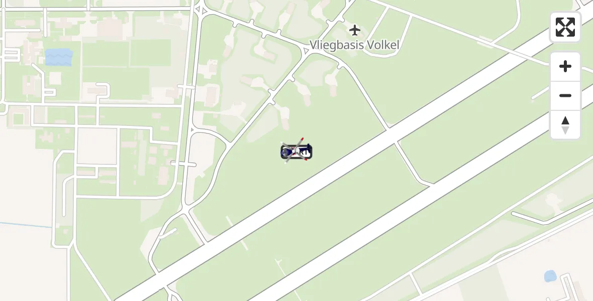 Vluchtroute Politiehelikopter van Vliegbasis Volkel naar Vliegbasis Volkel
