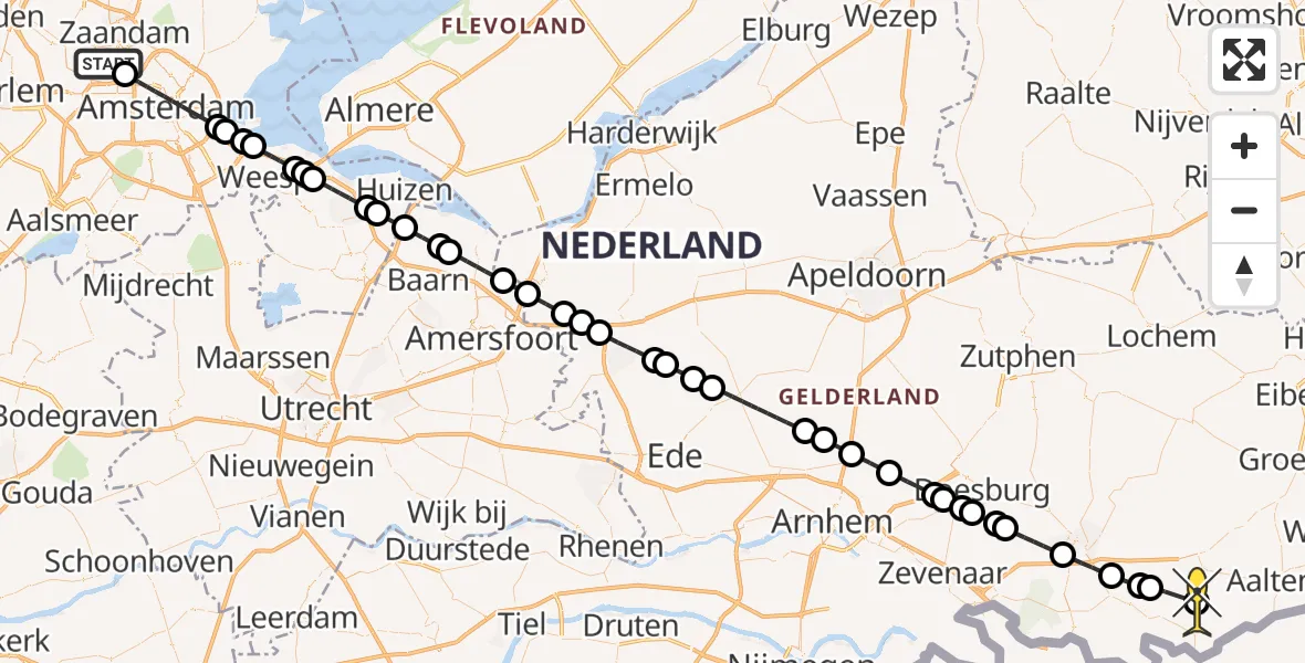 Routekaart van de vlucht: Lifeliner 1 naar Breedenbroek, Westhaven