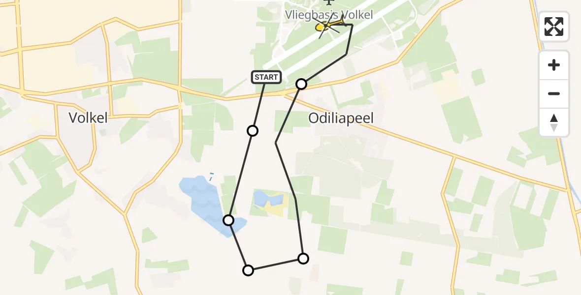 Routekaart van de vlucht: Lifeliner 3 naar Vliegbasis Volkel, Oosterheidestraat