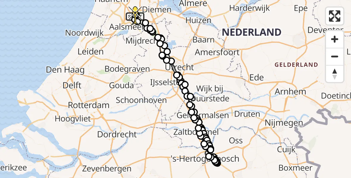 Routekaart van de vlucht: Politieheli naar Schiphol, Marinus van Meelweg