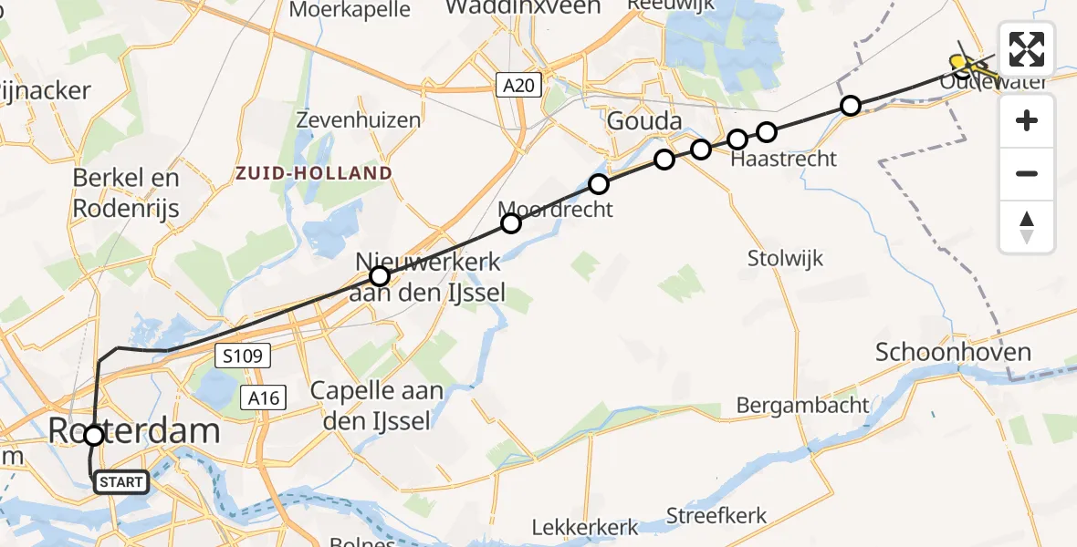 Routekaart van de vlucht: Lifeliner 2 naar Oudewater, Lieve Verschuierstraat