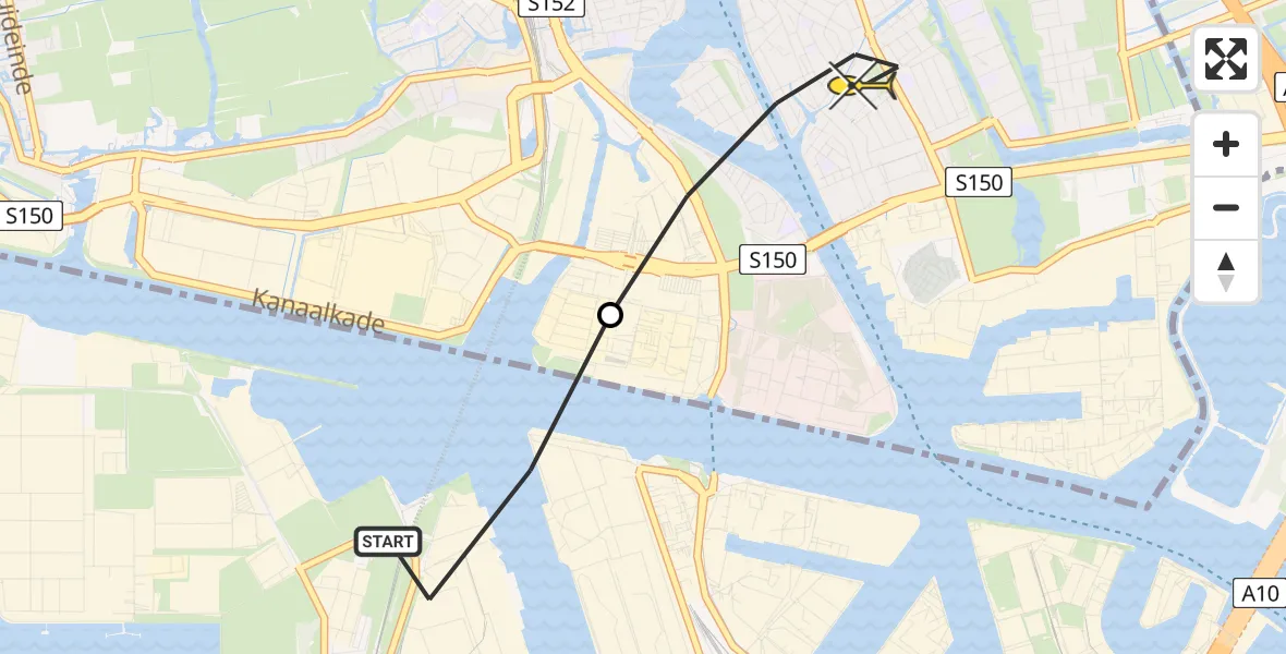 Routekaart van de vlucht: Lifeliner 1 naar Zaandam, Grote Tocht