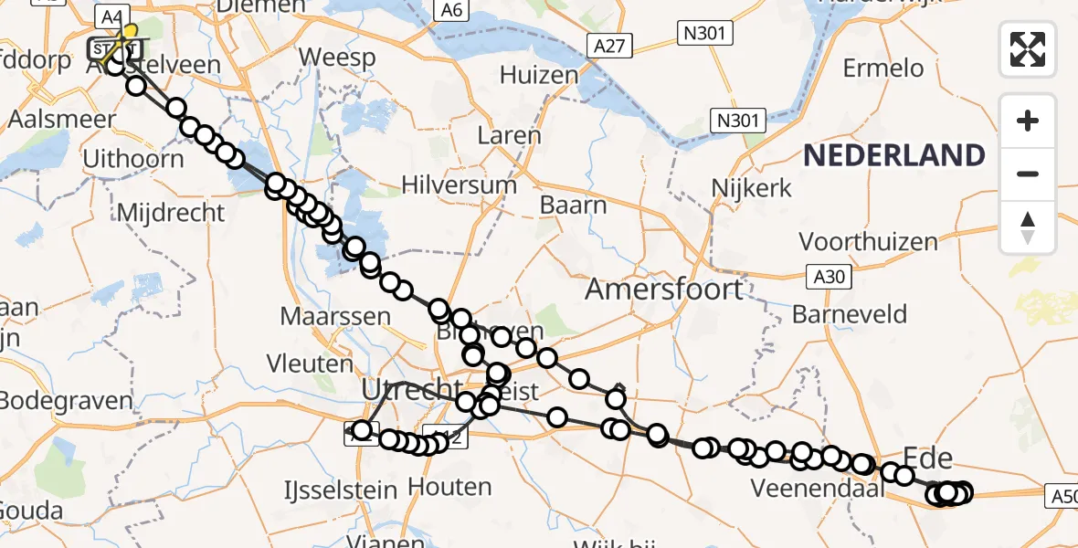 Routekaart van de vlucht: Politieheli naar Schiphol, Thermiekstraat