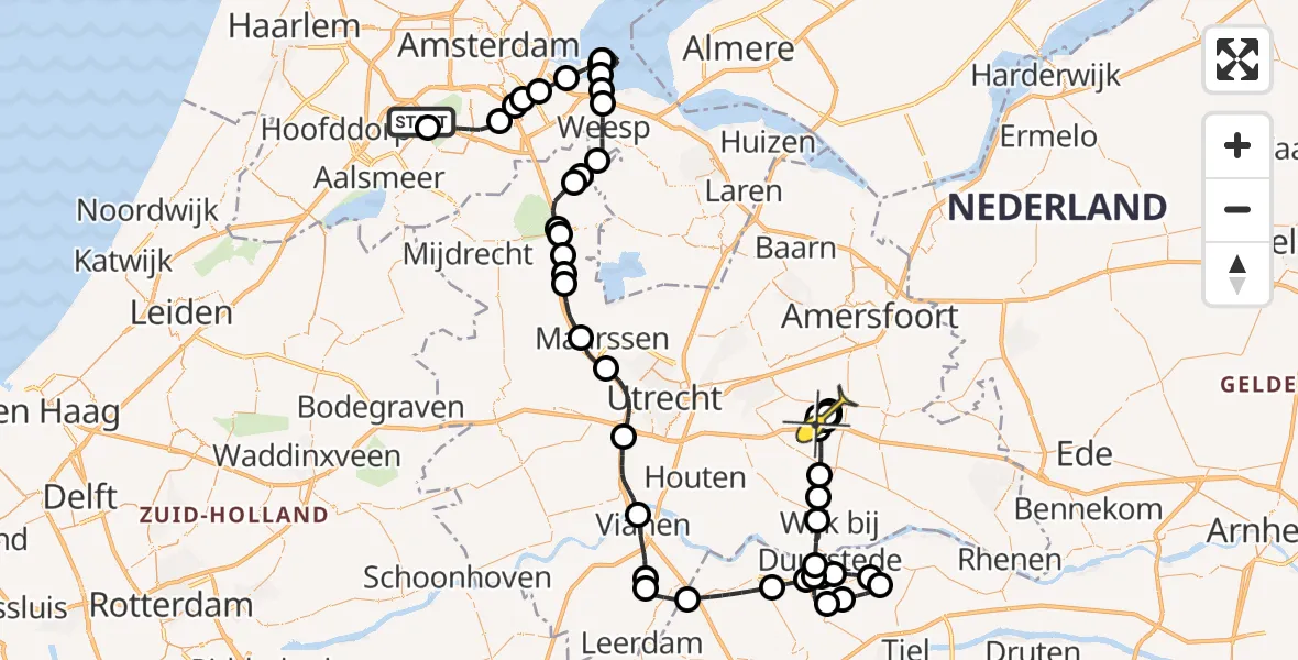 Routekaart van de vlucht: Politieheli naar Driebergen-Rijsenburg, Houtwerf