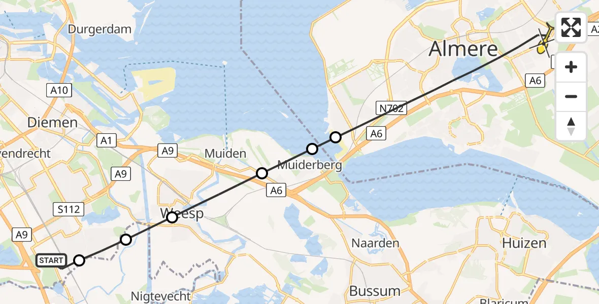 Routekaart van de vlucht: Lifeliner 1 naar Almere, Spengenpad