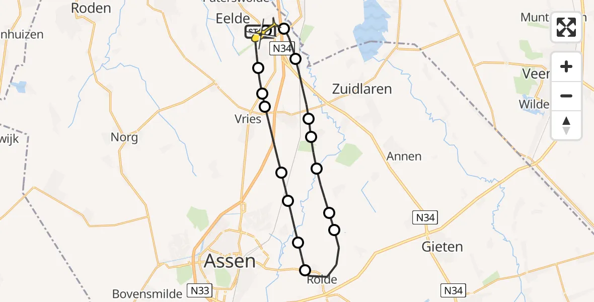 Routekaart van de vlucht: Lifeliner 4 naar Groningen Airport Eelde, Vissersweg