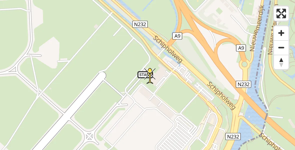 Routekaart van de vlucht: Politiehelikopter naar Schiphol, Walaardt Sacréstraat