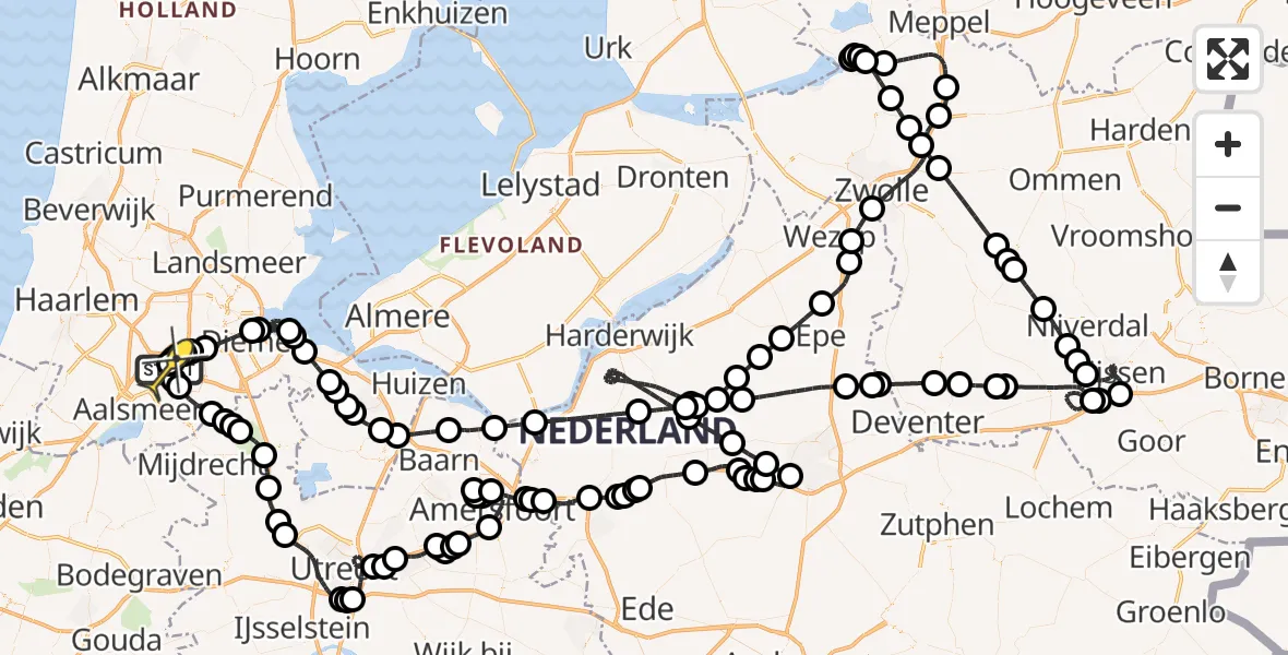 Vluchtroute Politiehelikopter van Schiphol naar Schiphol