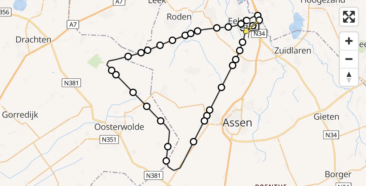 Routekaart van de vlucht: Lifeliner 4 naar Groningen Airport Eelde, Moespot