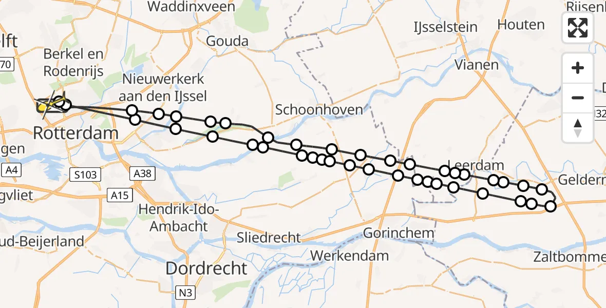 Routekaart van de vlucht: Lifeliner 2 naar Rotterdam The Hague Airport, Gilze-Rijenstraat