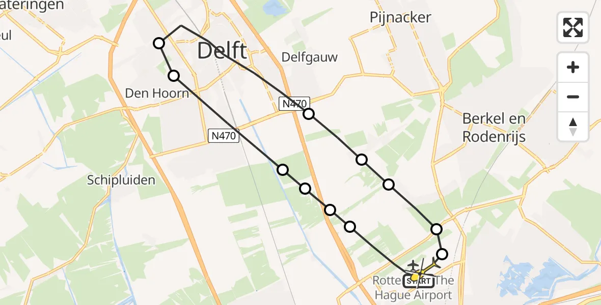 Routekaart van de vlucht: Lifeliner 2 naar Rotterdam The Hague Airport, Schieveensedijk