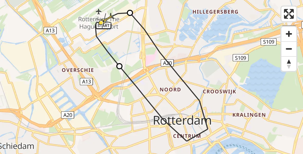 Routekaart van de vlucht: Lifeliner 2 naar Rotterdam The Hague Airport, Terletpad