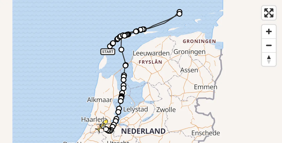 Routekaart van de vlucht: Politieheli naar Schiphol, Thermiekstraat