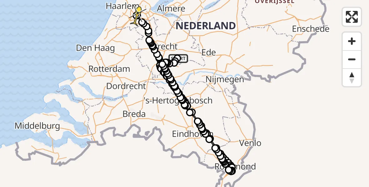 Routekaart van de vlucht: Politieheli naar Schiphol, Graaf van Lynden van Sandenburgweg