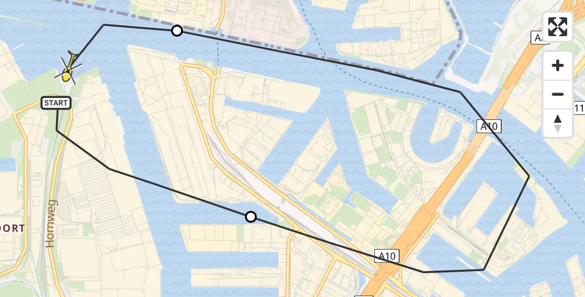 Routekaart van de vlucht: Lifeliner 1 naar Amsterdam Heliport, Sonthaven