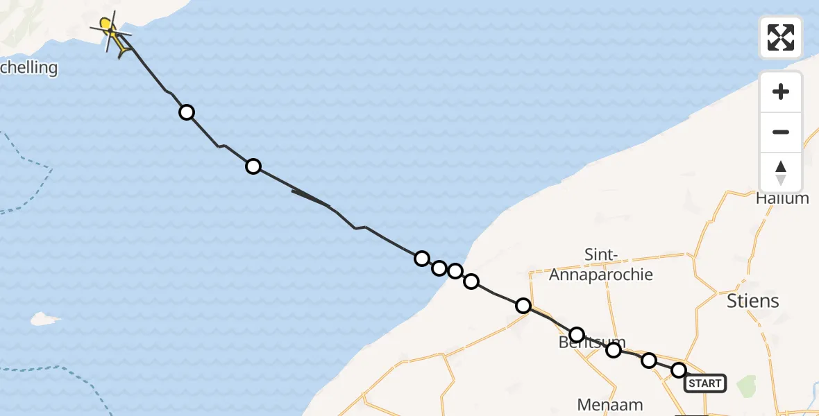 Routekaart van de vlucht: Ambulanceheli naar Formerum, Ingelumerdyk