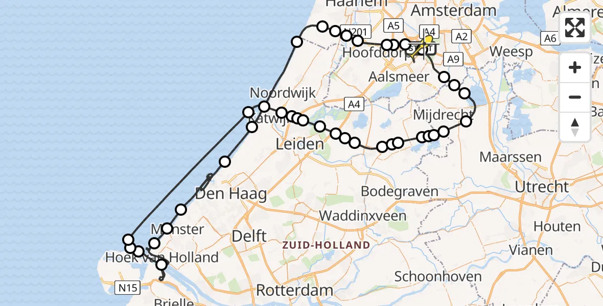 Routekaart van de vlucht: Politieheli naar Schiphol, Loevesteinse Randweg