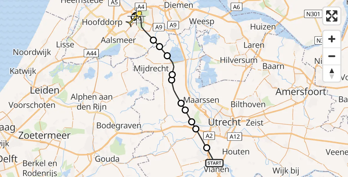 Routekaart van de vlucht: Politiehelikopter naar Schiphol, Wilgenroos