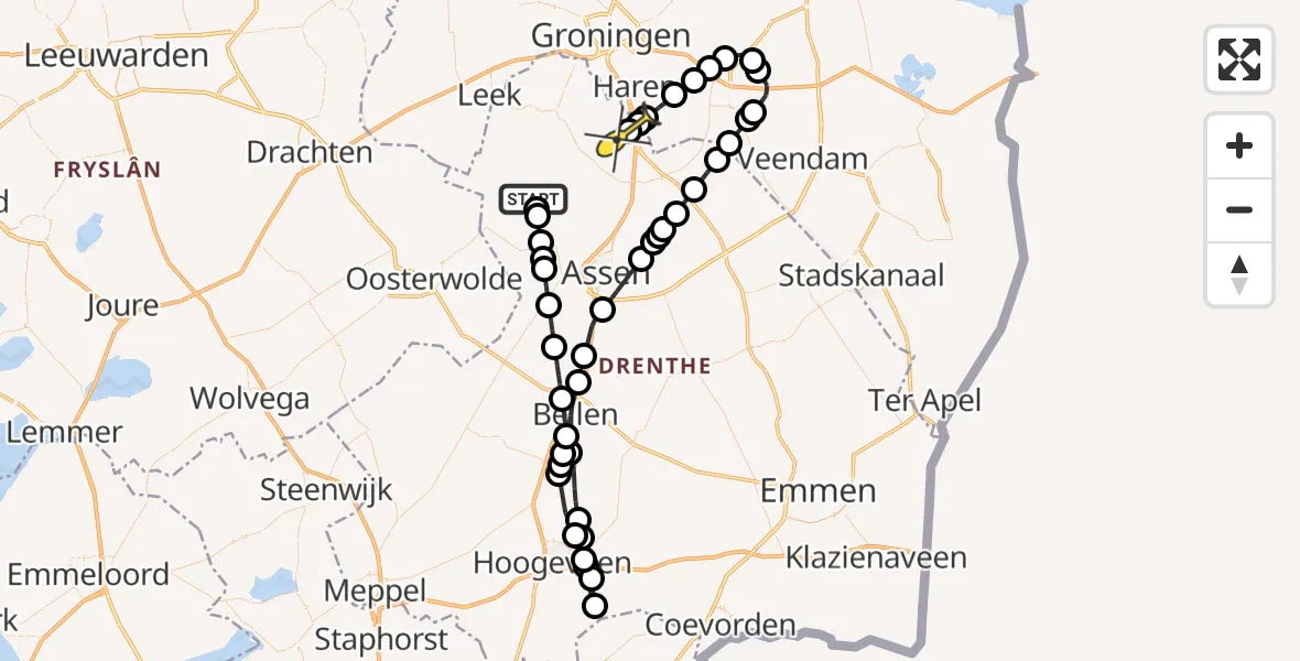 Routekaart van de vlucht: Lifeliner 4 naar Groningen Airport Eelde, Hoofdweg