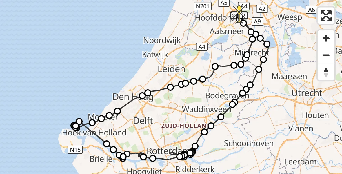 Routekaart van de vlucht: Politieheli naar Schiphol, Kemajoranstraat