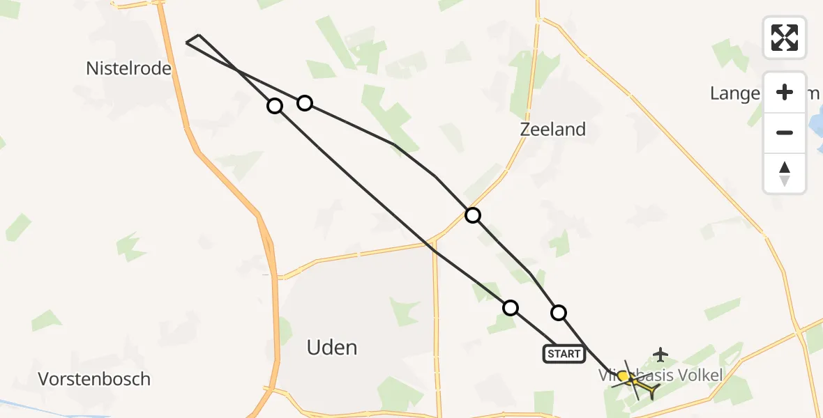 Routekaart van de vlucht: Lifeliner 3 naar Vliegbasis Volkel, Patersweg