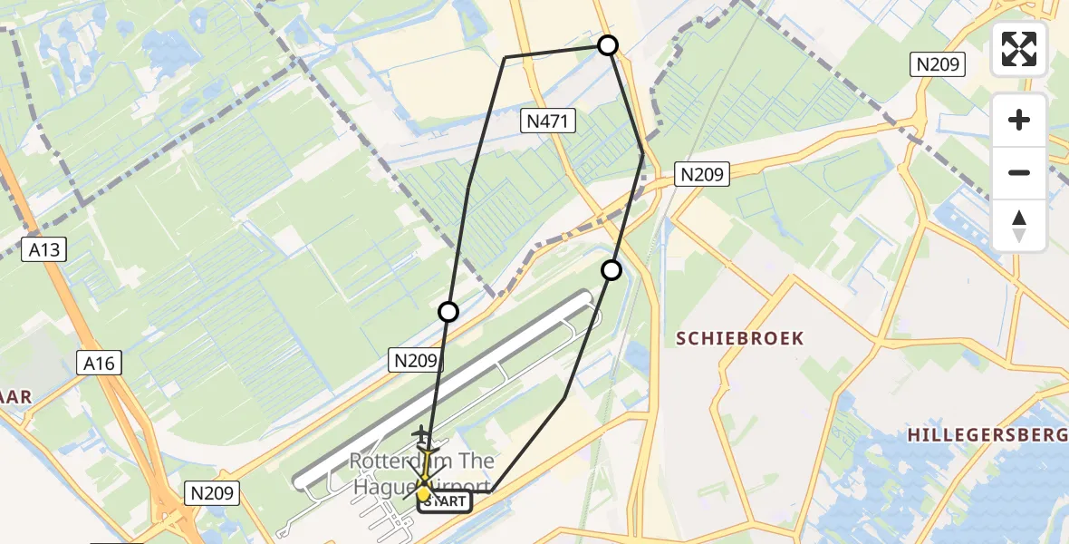 Routekaart van de vlucht: Lifeliner 2 naar Rotterdam The Hague Airport, Bovendijk