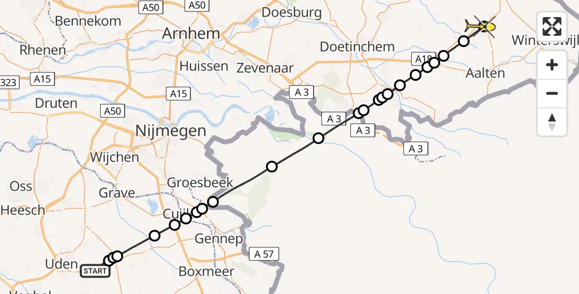 Routekaart van de vlucht: Lifeliner 3 naar Lichtenvoorde, Nieuwedijk