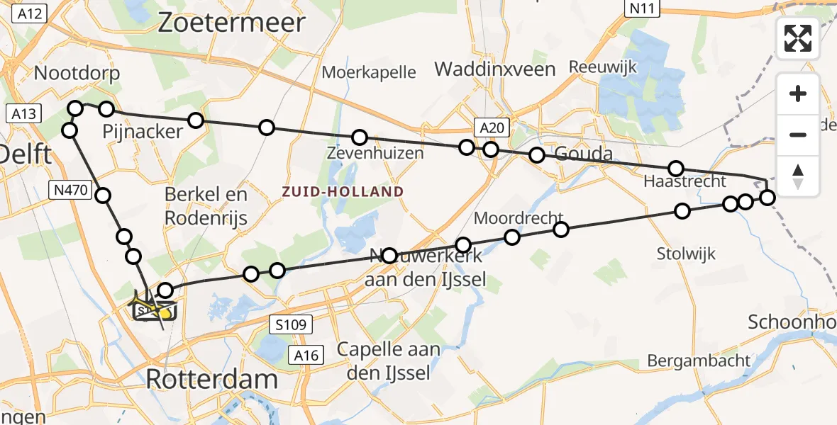 Routekaart van de vlucht: Lifeliner 2 naar Rotterdam The Hague Airport, Arlandabaan