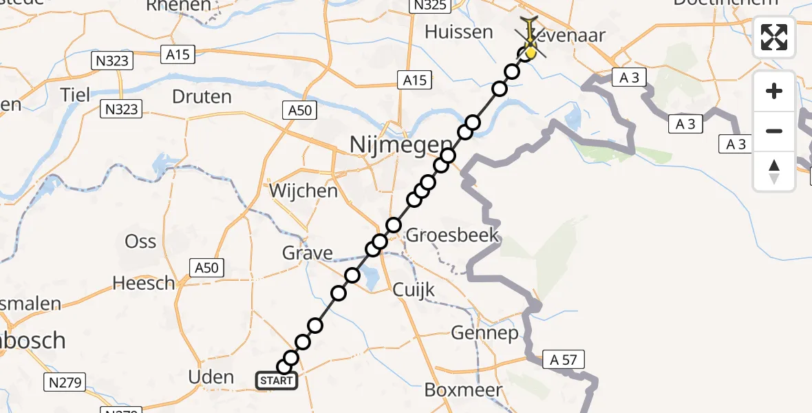 Routekaart van de vlucht: Lifeliner 3 naar Groessen, Trentsedijk