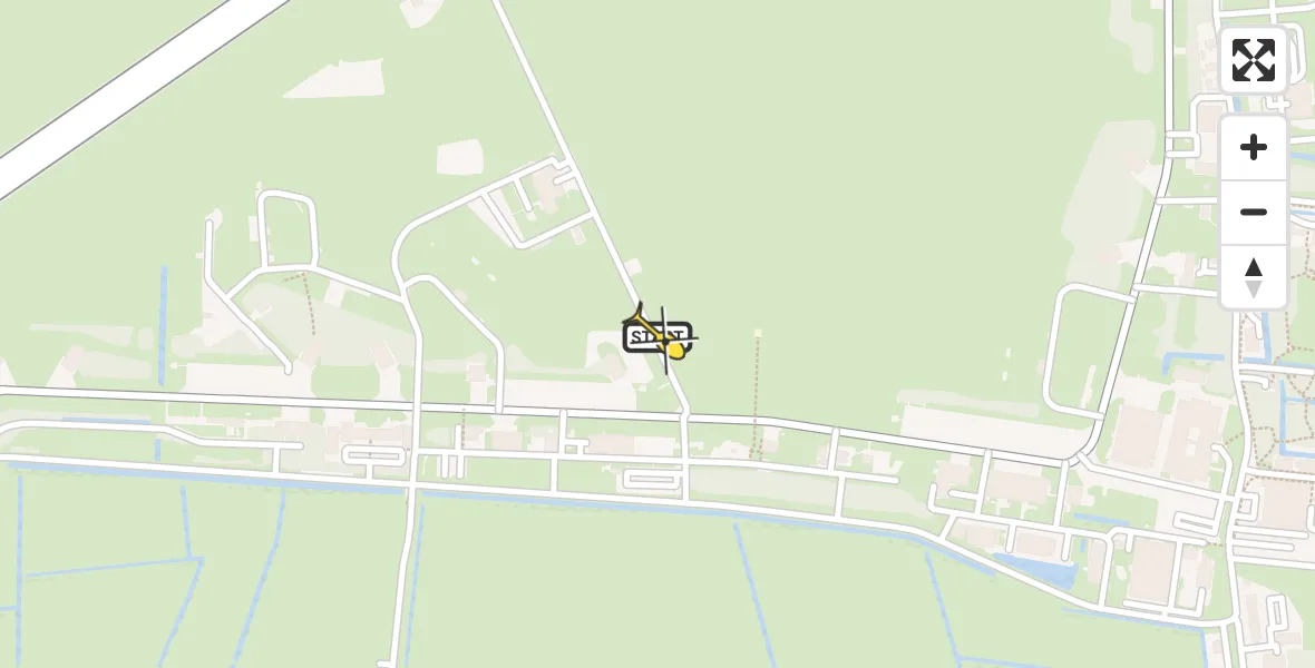 Vluchtroute Ambulancehelikopter van Vliegbasis Leeuwarden naar Vliegbasis Leeuwarden