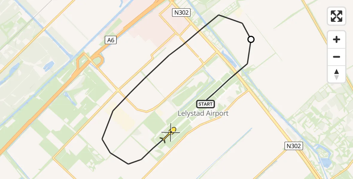 Routekaart van de vlucht: Traumaheli naar Lelystad Airport, Larserweg