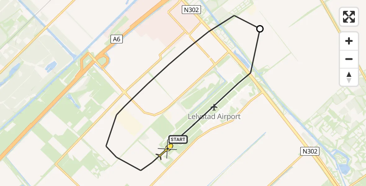 Routekaart van de vlucht: Traumaheli naar Lelystad, Flamingoweg