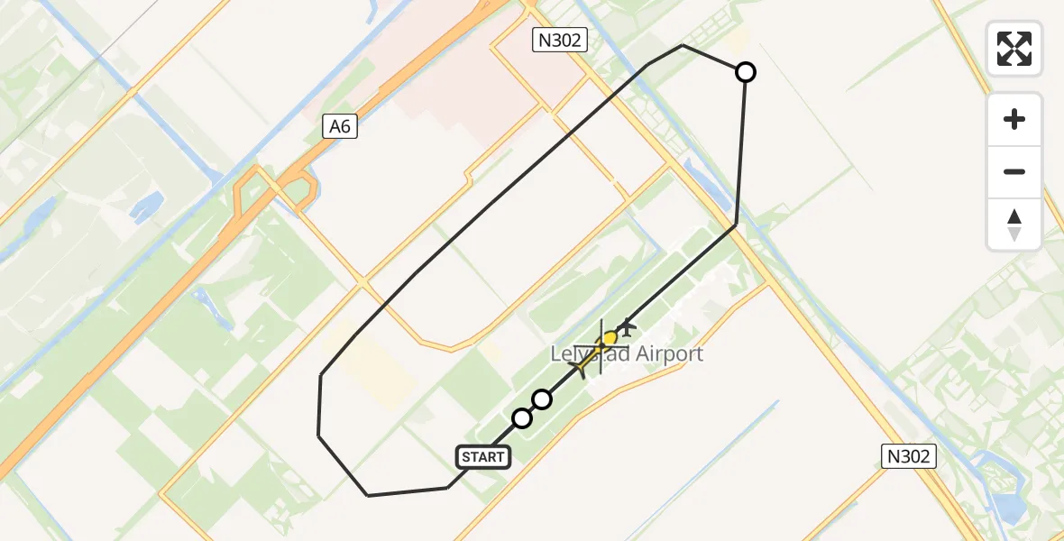 Routekaart van de vlucht: Traumaheli naar Lelystad Airport, Emoeweg