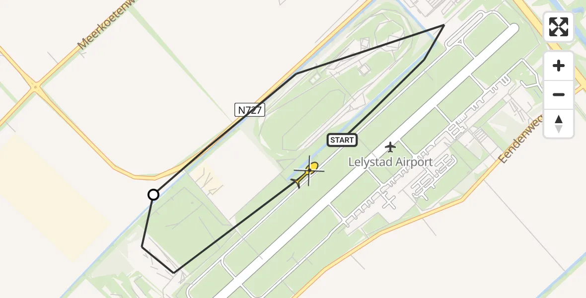 Routekaart van de vlucht: Traumaheli naar Lelystad Airport, Terminalplein