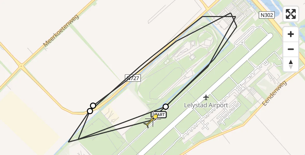 Routekaart van de vlucht: Traumaheli naar Lelystad Airport, Terminalplein