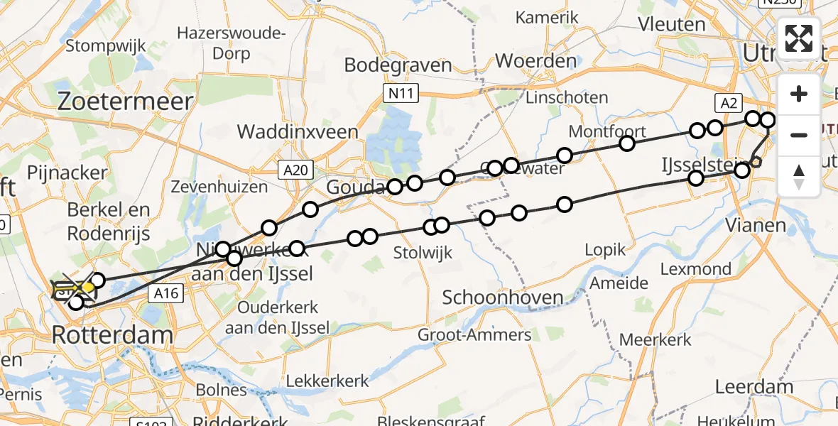 Routekaart van de vlucht: Lifeliner 2 naar Rotterdam The Hague Airport, Woensdrechtstraat