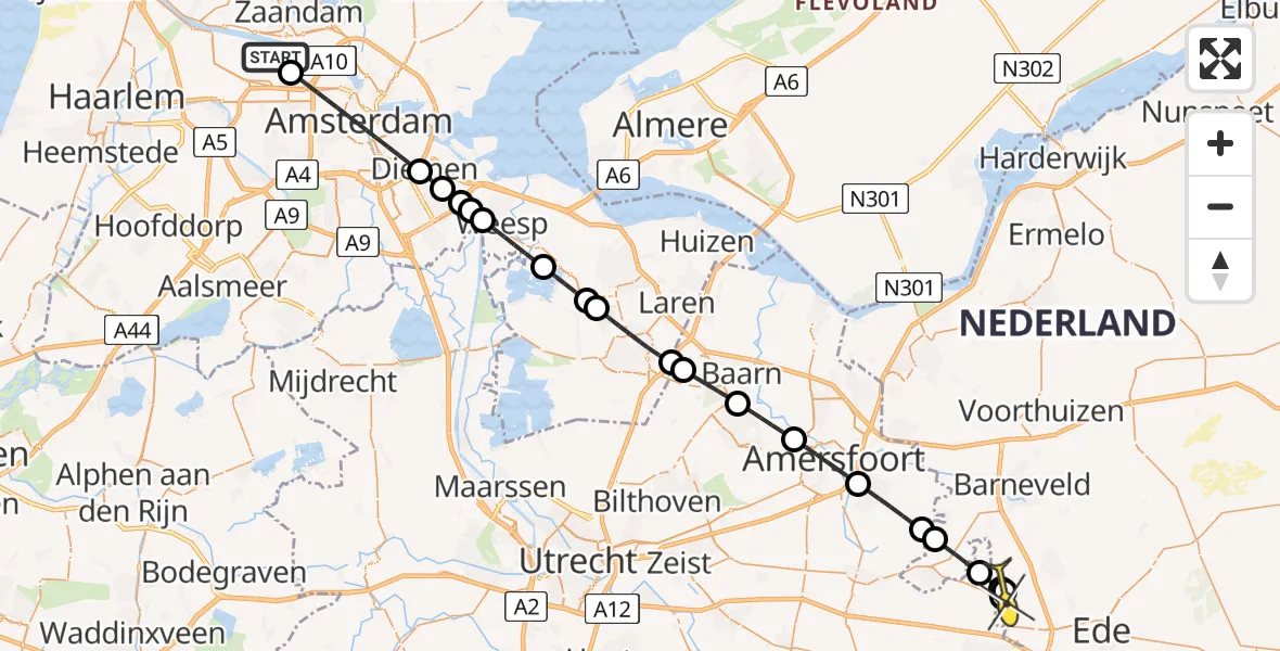 Routekaart van de vlucht: Lifeliner 1 naar Ederveen, Maltaweg