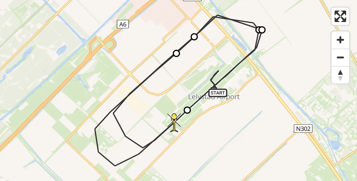 Routekaart van de vlucht: Traumaheli naar Lelystad, RDW-testbaan