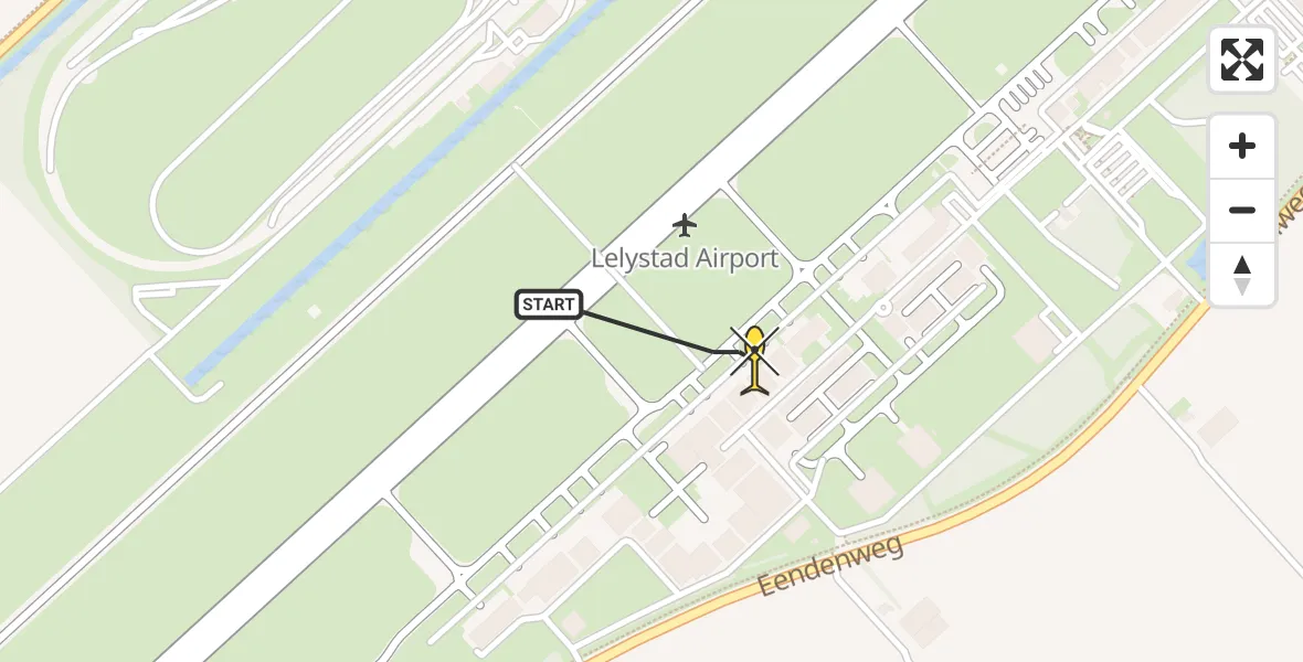 Routekaart van de vlucht: Traumahelikopter naar Lelystad Airport, Emoeweg