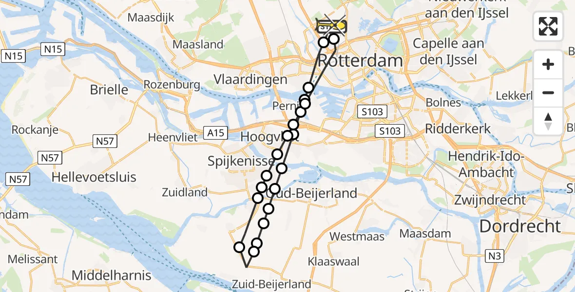 Routekaart van de vlucht: Lifeliner 2 naar Rotterdam The Hague Airport, Van der Duijn van Maasdamweg