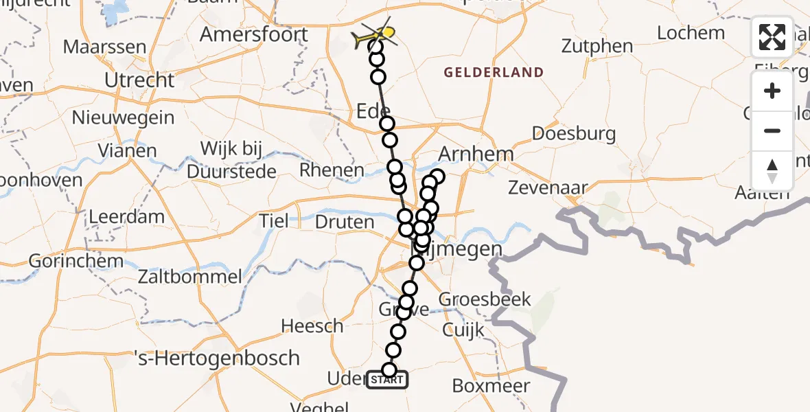 Routekaart van de vlucht: Lifeliner 3 naar Kootwijkerbroek, Spoorweg