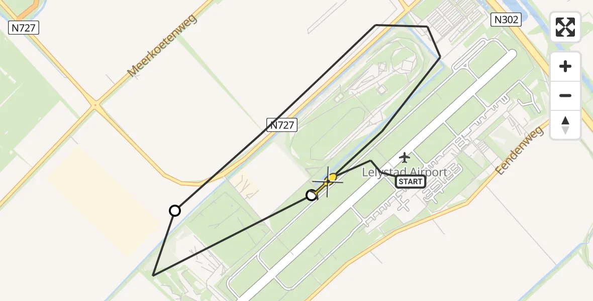 Routekaart van de vlucht: Traumaheli naar Lelystad Airport, Terminalplein