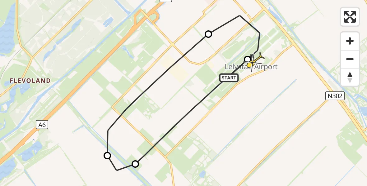 Routekaart van de vlucht: Traumaheli naar Lelystad Airport, Terminalplein