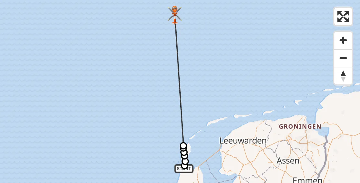 Vluchtroute Kustwachthelikopter Vliegveld De Kooy - , 28 augustus 2024, 10:22