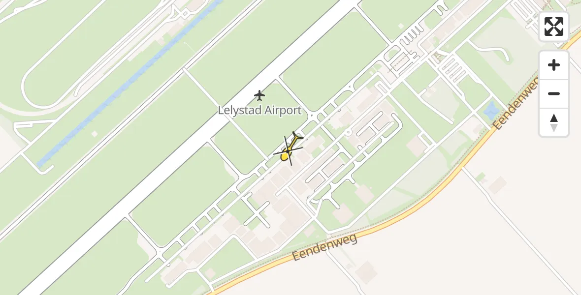 Routekaart van de vlucht: Traumahelikopter naar Lelystad Airport