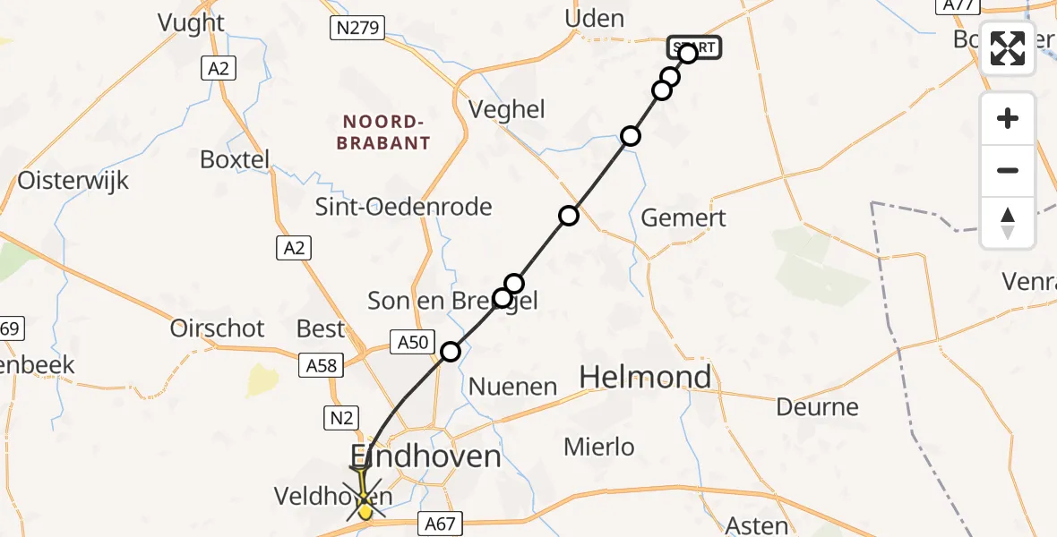 Routekaart van de vlucht: Lifeliner 3 naar Eindhoven, Oosterheidestraat