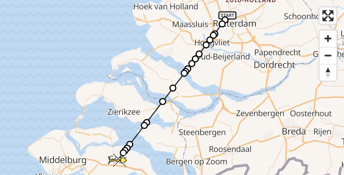 Routekaart van de vlucht: Lifeliner 2 naar Goes, Deelenpad